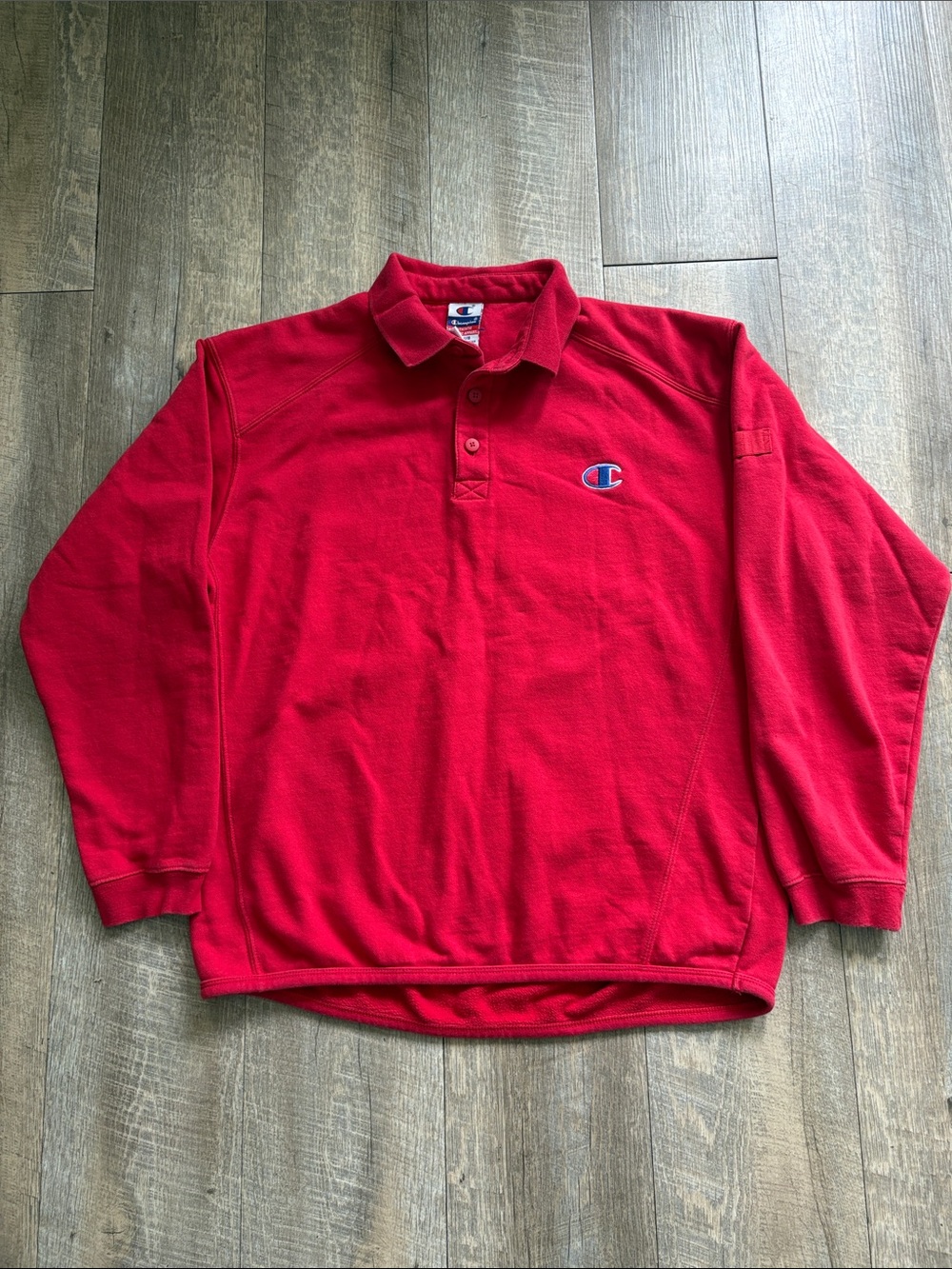 Champion Long-Sleeve Polo Sweatshirt Y2K